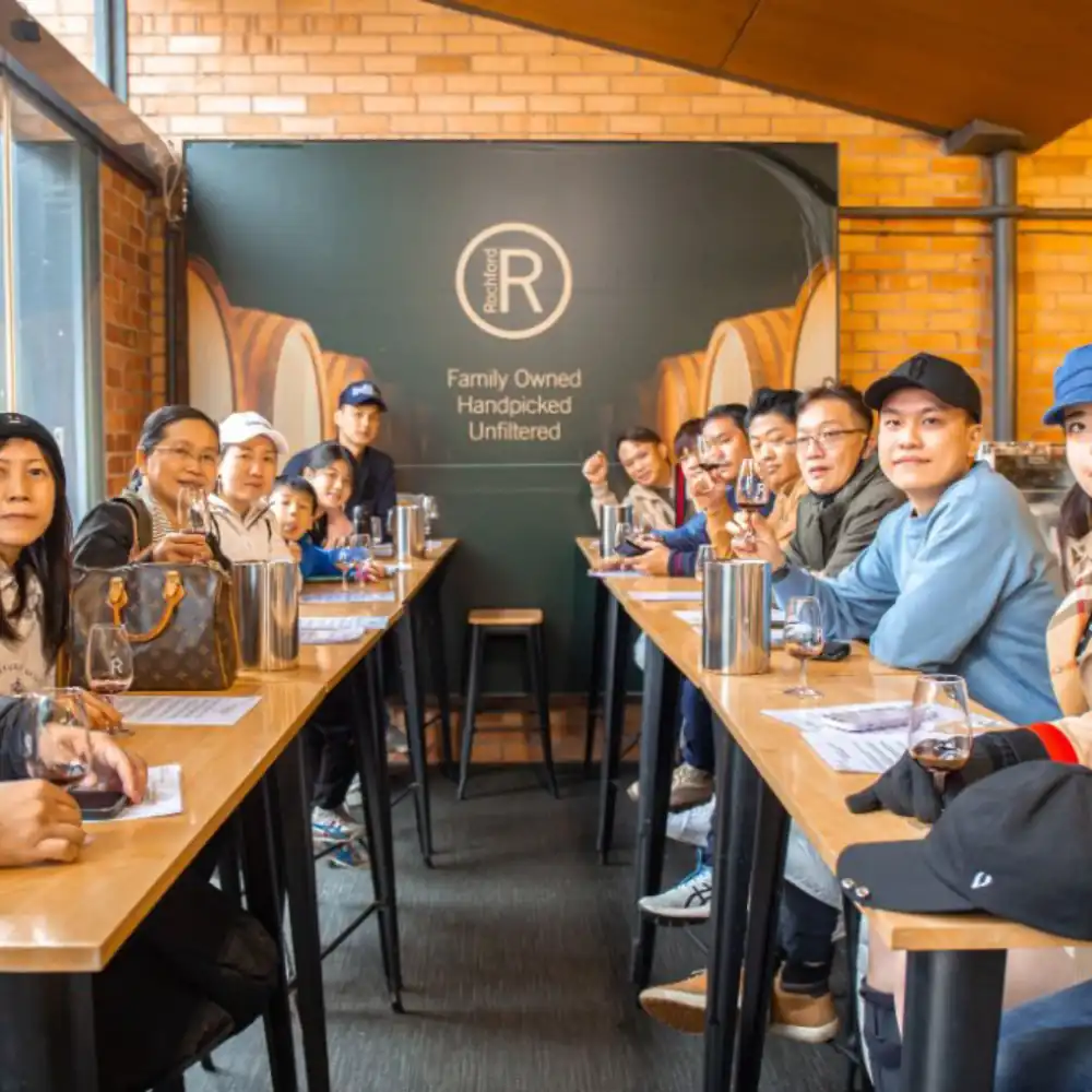 The team sharing a meal together